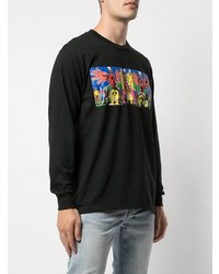 schwarzes bedrucktes Langarmshirt von Supreme