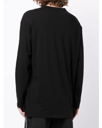 schwarzes bedrucktes Langarmshirt von Yohji Yamamoto