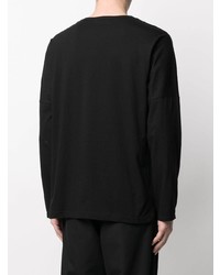 schwarzes bedrucktes Langarmshirt von Yohji Yamamoto