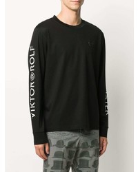 schwarzes bedrucktes Langarmshirt von Viktor & Rolf