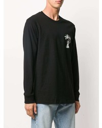 schwarzes bedrucktes Langarmshirt von Stussy