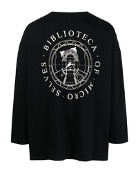 schwarzes bedrucktes Langarmshirt von Henrik Vibskov