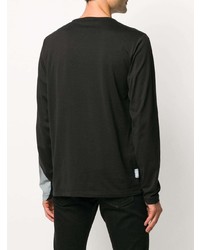 schwarzes bedrucktes Langarmshirt von Stone Island Shadow Project