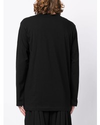 schwarzes bedrucktes Langarmshirt von Yohji Yamamoto