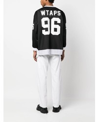 schwarzes bedrucktes Langarmshirt von WTAPS