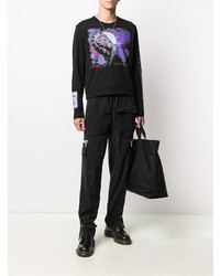 schwarzes bedrucktes Langarmshirt von McQ