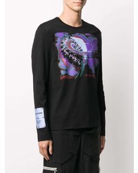 schwarzes bedrucktes Langarmshirt von McQ