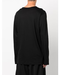 schwarzes bedrucktes Langarmshirt von Yohji Yamamoto