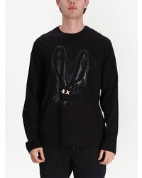 schwarzes bedrucktes Langarmshirt von Armani Exchange