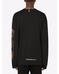 schwarzes bedrucktes Langarmshirt von Dolce & Gabbana