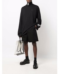 schwarzes bedrucktes Langarmshirt von Raf Simons