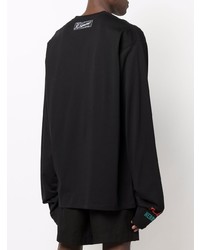 schwarzes bedrucktes Langarmshirt von Raf Simons