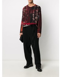 schwarzes bedrucktes Langarmshirt von Yohji Yamamoto