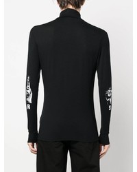 schwarzes bedrucktes Langarmshirt von Raf Simons