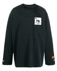 schwarzes bedrucktes Langarmshirt von Heron Preston