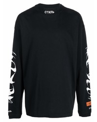 schwarzes bedrucktes Langarmshirt von Heron Preston