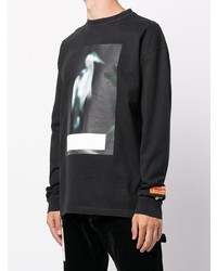 schwarzes bedrucktes Langarmshirt von Heron Preston