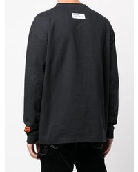 schwarzes bedrucktes Langarmshirt von Heron Preston