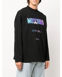 schwarzes bedrucktes Langarmshirt von Moschino