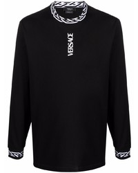 schwarzes bedrucktes Langarmshirt von Versace