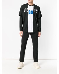 schwarzes bedrucktes Langarmshirt von Versus