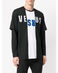 schwarzes bedrucktes Langarmshirt von Versus