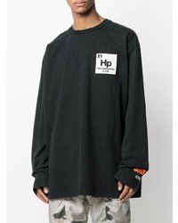 schwarzes bedrucktes Langarmshirt von Heron Preston