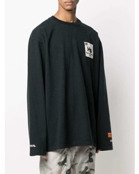 schwarzes bedrucktes Langarmshirt von Heron Preston