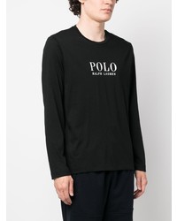 schwarzes bedrucktes Langarmshirt von Polo Ralph Lauren