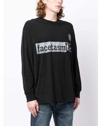 schwarzes bedrucktes Langarmshirt von Facetasm