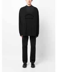 schwarzes bedrucktes Langarmshirt von FEAR OF GOD ESSENTIALS