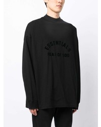 schwarzes bedrucktes Langarmshirt von FEAR OF GOD ESSENTIALS