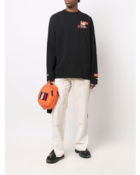 schwarzes bedrucktes Langarmshirt von Heron Preston