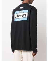 schwarzes bedrucktes Langarmshirt von Heron Preston