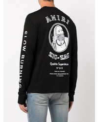 schwarzes bedrucktes Langarmshirt von Amiri