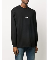 schwarzes bedrucktes Langarmshirt von MSGM