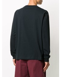 schwarzes bedrucktes Langarmshirt von Acne Studios