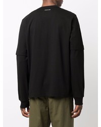 schwarzes bedrucktes Langarmshirt von Sacai