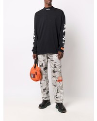 schwarzes bedrucktes Langarmshirt von Heron Preston