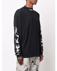 schwarzes bedrucktes Langarmshirt von Heron Preston