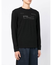 schwarzes bedrucktes Langarmshirt von Polo Ralph Lauren