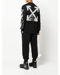 schwarzes bedrucktes Langarmshirt von Off-White