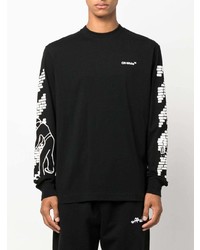 schwarzes bedrucktes Langarmshirt von Off-White