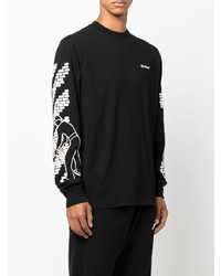 schwarzes bedrucktes Langarmshirt von Off-White