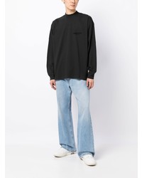 schwarzes bedrucktes Langarmshirt von FEAR OF GOD ESSENTIALS