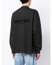 schwarzes bedrucktes Langarmshirt von FEAR OF GOD ESSENTIALS