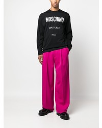 schwarzes bedrucktes Langarmshirt von Moschino