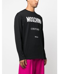 schwarzes bedrucktes Langarmshirt von Moschino