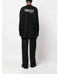 schwarzes bedrucktes Langarmshirt von Balenciaga