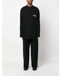 schwarzes bedrucktes Langarmshirt von Balenciaga